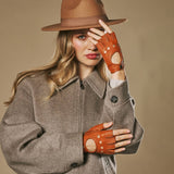 Robyn (cognac) – luxueux gants de conduite sans doigts en cuir de cerf américain