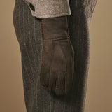 Roxanne (marron) - Gants patchwork en peau de mouton pour femmes doublés de fourrure de mouton chaude