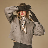 Roxanne (marron) - Gants patchwork en peau de mouton pour femmes doublés de fourrure de mouton chaude