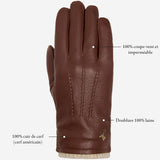 Columbus (marron) - Gants en cuir de cerf (American deerskin) et doublure en laine - Schwartz & von Halen FR - Gants en Cuir - 11