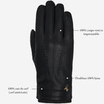 Columbus (noir) - Gants en cuir de cerf (American deerskin) et doublure en laine - Schwartz & von Halen FR - Gants en Cuir - 12