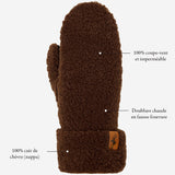 Sophia (marron) - Moufles ultra-douces en peluche avec doublure chaude en fausse fourrure