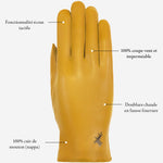 Ivy (jaune) - Gants tactiles en cuir de mouton et doublure en laine/cachemire - Schwartz & von Halen FR - Gants en Cuir - 10