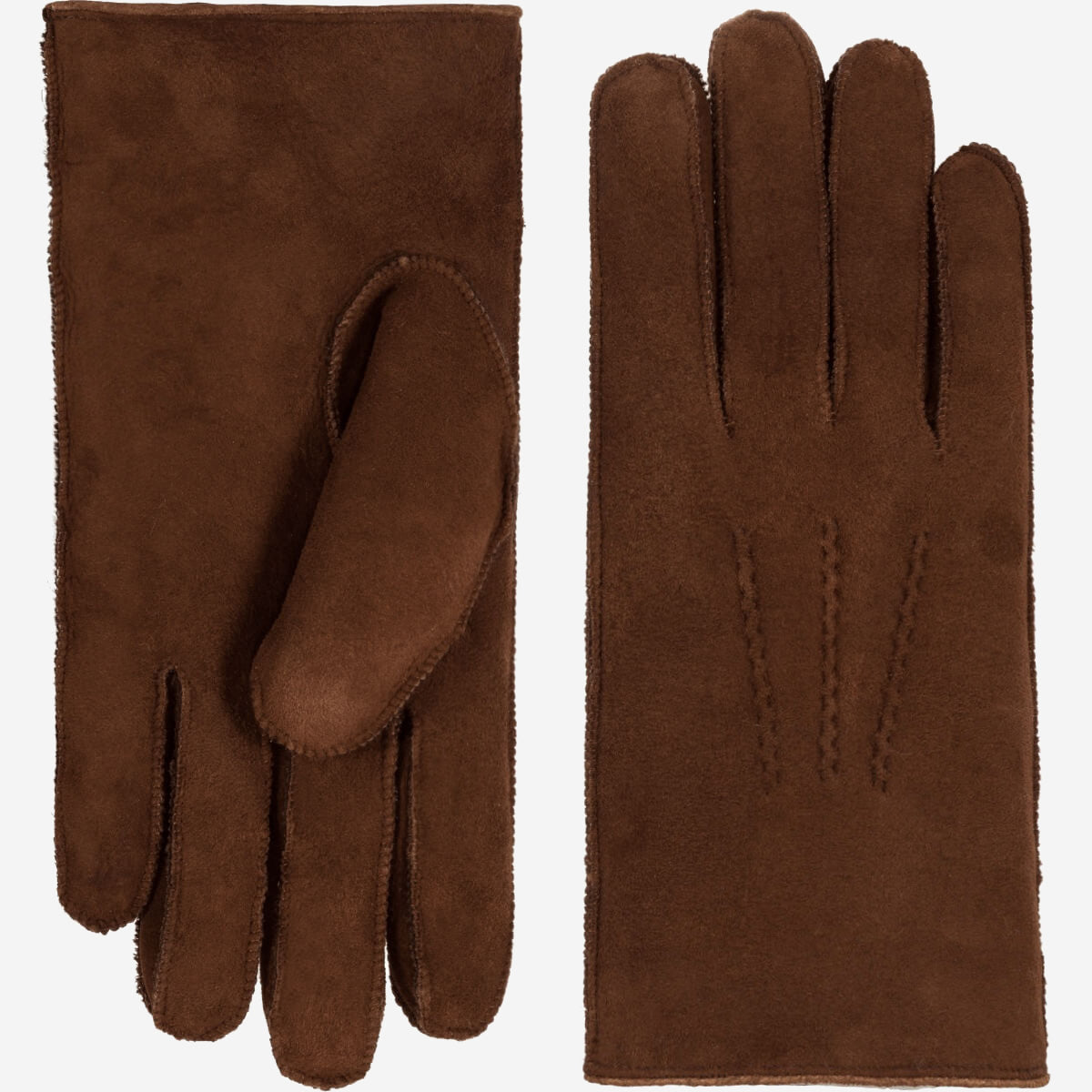 Clooney (marron) - Gants en daim et doublure luxueuse en peau de mouton - Schwartz & von Halen FR - Gants en Cuir - 2