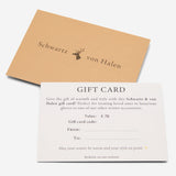 Carte cadeau Schwartz & von Halen – 70 €