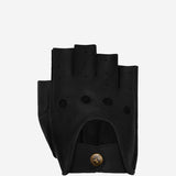 Selena (noir) – Gants de conduite classiques sans doigts en agneau pour femme