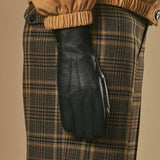 Sienna (noir) – Gants luxueux en cuir de cerf américain doublés en 100 % cachemire