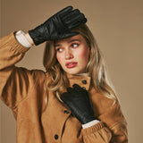 Sienna (noir) – Gants luxueux en cuir de cerf américain doublés en 100 % cachemire