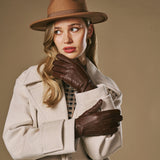 Sienna (marron) – Gants luxueux en cuir de cerf américain doublés en 100 % cachemire
