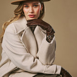 Sienna (marron) – Gants luxueux en cuir de cerf américain doublés en 100 % cachemire