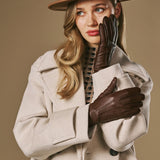 Sienna (marron) – Gants luxueux en cuir de cerf américain doublés en 100 % cachemire