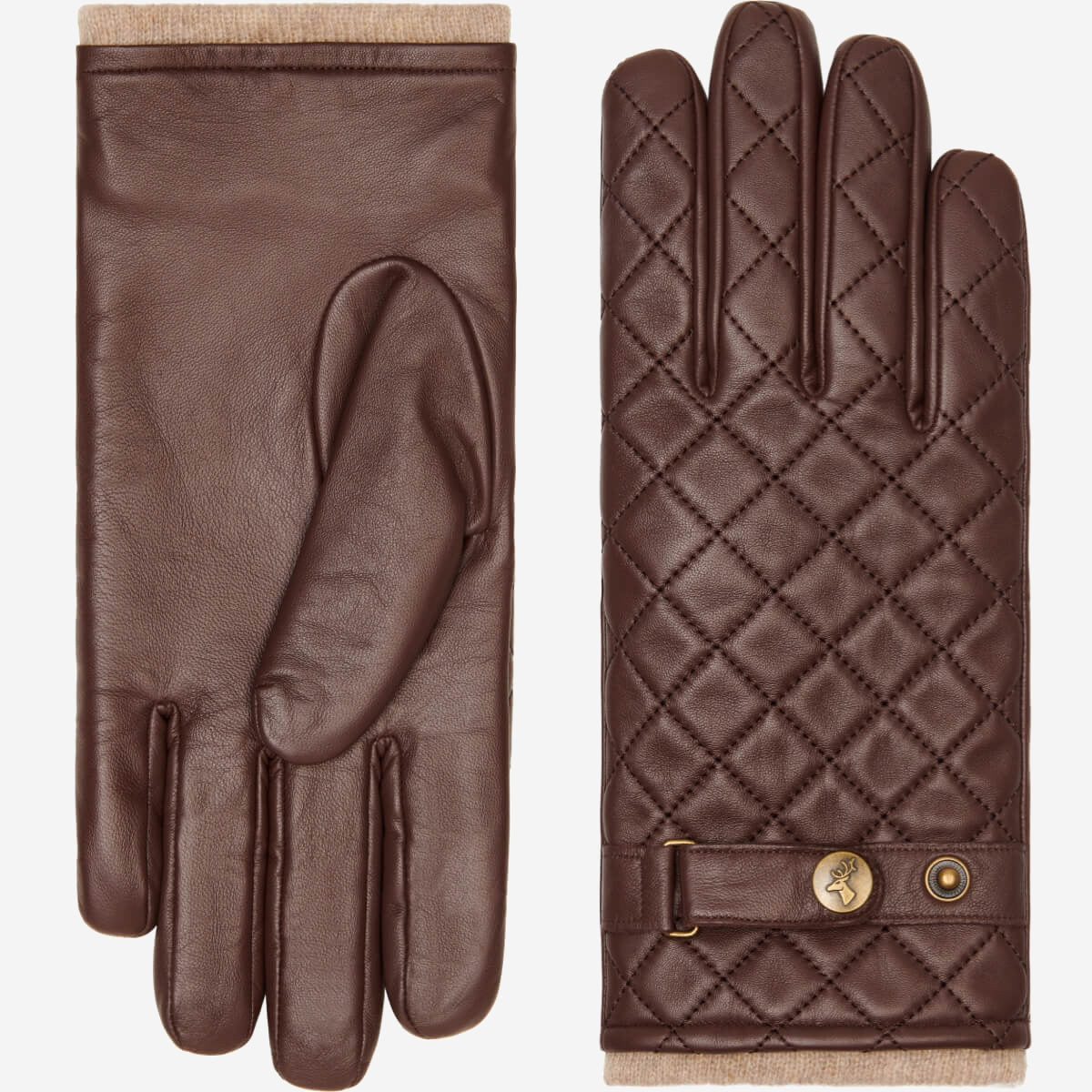 Smith (marron) - Gants en peau de mouton avec bouton-pression & fonction écran tactile - Schwartz & von Halen FR - Gants en Cuir - 2