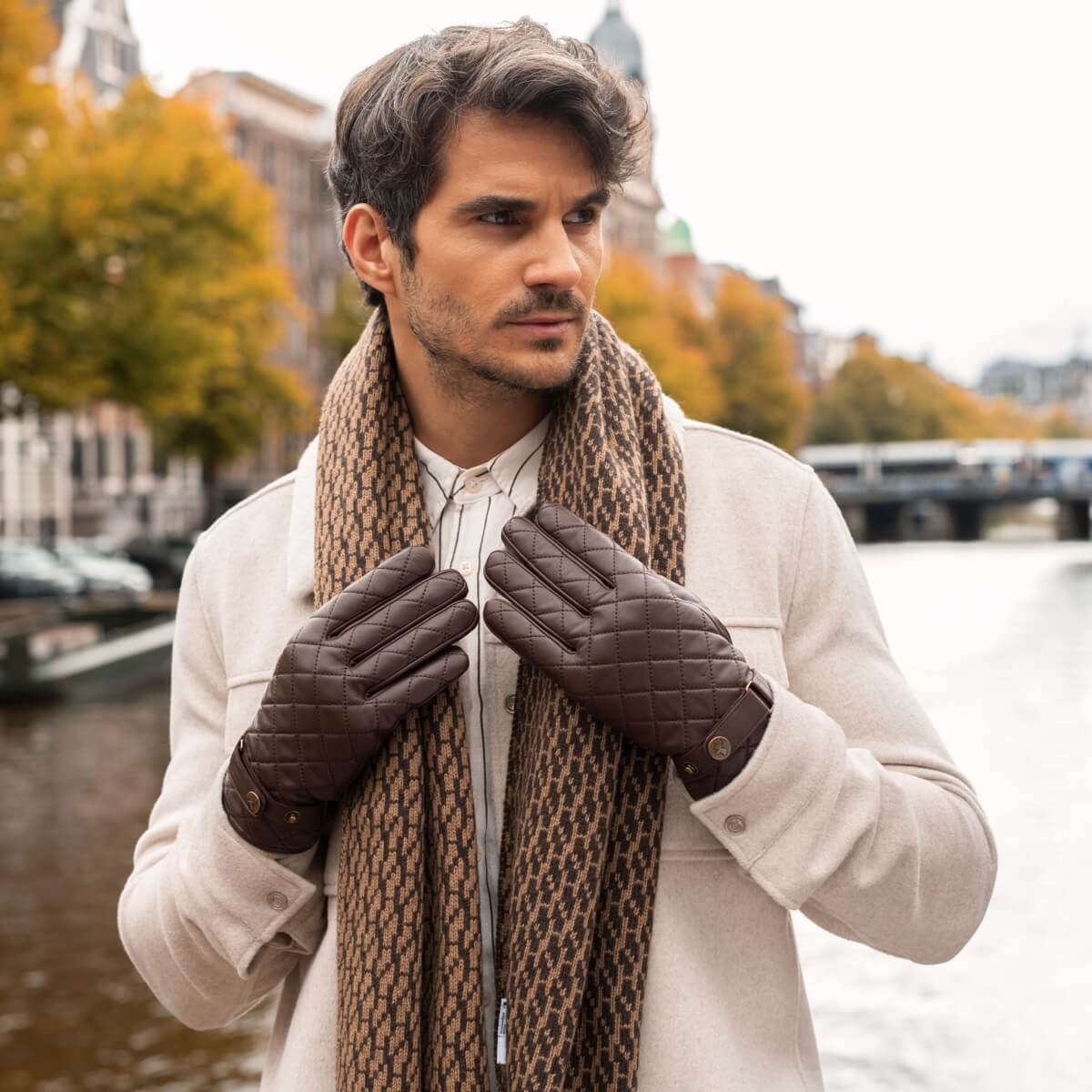 Smith (marron) - Gants en peau de mouton avec bouton-pression & fonction écran tactile - Schwartz & von Halen FR - Gants en Cuir - 7