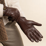 Smith (marron) - Gants en peau de mouton avec bouton-pression & fonction écran tactile - Schwartz & von Halen FR - Gants en Cuir - 15