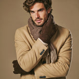 Taylor (marron) - Gants patchwork en peau de mouton pour hommes avec doublure chaude en fourrure de mouton