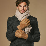 Taylor (camel) - Gants patchwork en peau de mouton pour hommes avec doublure chaude en fourrure de mouton