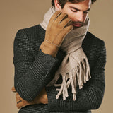 Taylor (camel) - Gants patchwork en peau de mouton pour hommes avec doublure chaude en fourrure de mouton