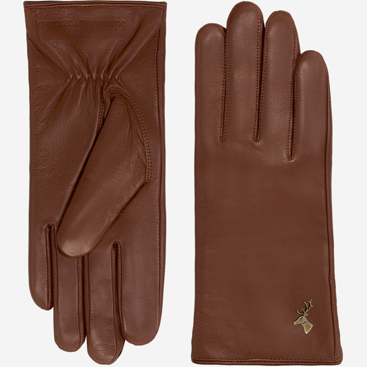 Ivy (marron) - Gants tactiles en cuir de mouton et doublure en laine/cachemire - Schwartz & von Halen FR - Gants en Cuir - 2