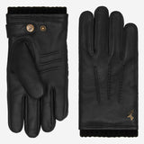 William (noir) - Gants en cuir de chèvre, doublure polaire chaude et bouton pression
