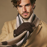 Winston (marron foncé) - Gants pour hommes en nubuck doublés de Primaloft épaisse et fermeture à boutons-pression