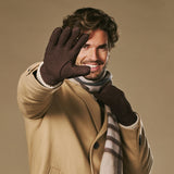 Winston (marron foncé) - Gants pour hommes en nubuck doublés de Primaloft épaisse et fermeture à boutons-pression