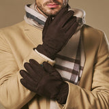 Winston (marron foncé) - Gants pour hommes en nubuck doublés de Primaloft épaisse et fermeture à boutons-pression