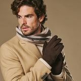 Winston (marron foncé) - Gants pour hommes en nubuck doublés de Primaloft épaisse et fermeture à boutons-pression