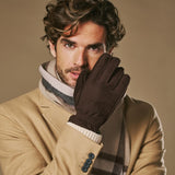 Winston (marron foncé) - Gants pour hommes en nubuck doublés de Primaloft épaisse et fermeture à boutons-pression