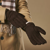 Winston (marron foncé) - Gants pour hommes en nubuck doublés de Primaloft épaisse et fermeture à boutons-pression