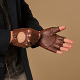 Zane (marron) – luxueux gants de conduite sans doigts en cuir de cerf américain