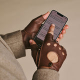 Zane (marron) – luxueux gants de conduite sans doigts en cuir de cerf américain