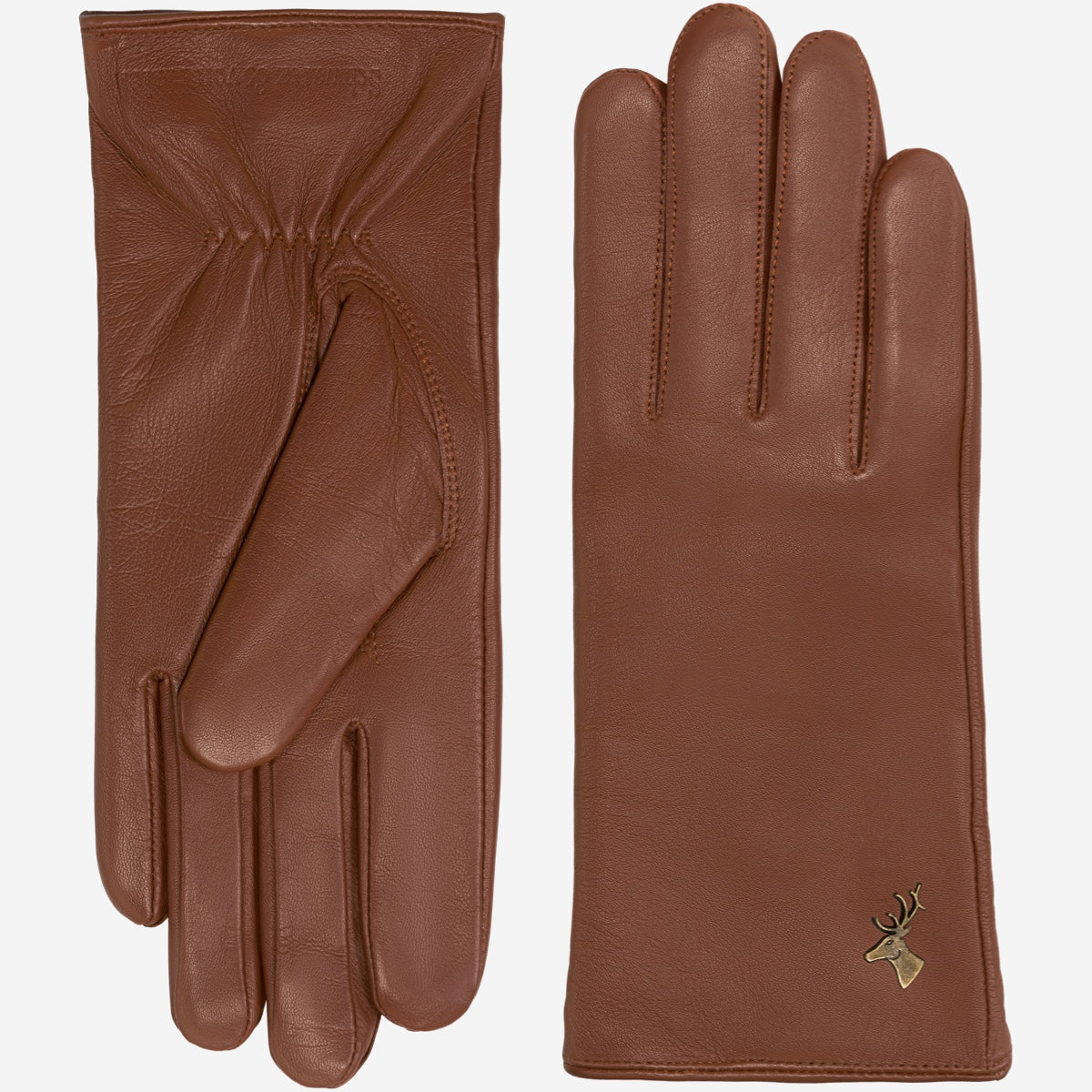 Ivy (cognac) - Gants tactiles en cuir de mouton et doublure en laine/cachemire - Schwartz & von Halen FR - Gants en Cuir - 2