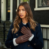 Emily (marron) - Gants en cuir de cerf (American deerskin) et doublure en laine - Schwartz & von Halen FR - Gants en Cuir - 5