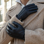 Hunter (noir) - Gants tactiles en cuir de chèvre et doublure en laine d'agneau - Schwartz & von Halen FR - Gants en Cuir - 14