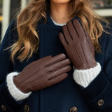 Emily (marron) - Gants en cuir de cerf (American deerskin) et doublure en laine - Schwartz & von Halen FR - Gants en Cuir - 6