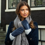 Ivy (bleu) - Gants tactiles en cuir de mouton et doublure en laine/cachemire - Schwartz & von Halen FR - Gants en Cuir - 5