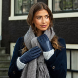 Ivy (bleu) - Gants tactiles en cuir de mouton et doublure en laine/cachemire - Schwartz & von Halen FR - Gants en Cuir - 5