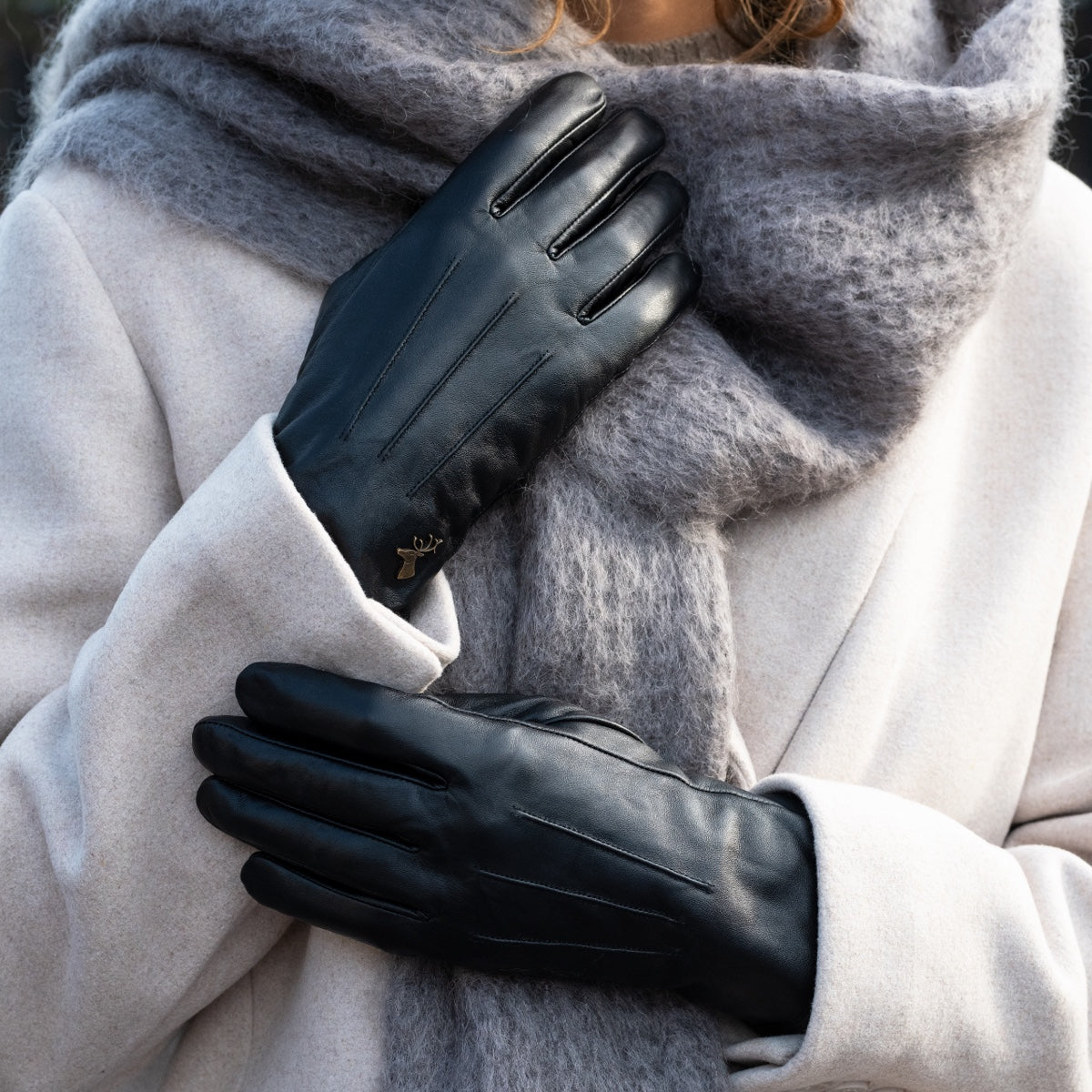 Lily (noir) - Gants en peau de mouton avec doublure chaude en polaire & fonction écran tactile - Schwartz & von Halen FR - Gants en Cuir - 7