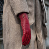 Ivy (rouge) - Gants tactiles en cuir de mouton et doublure en laine/cachemire - Schwartz & von Halen FR - Gants en Cuir - 7