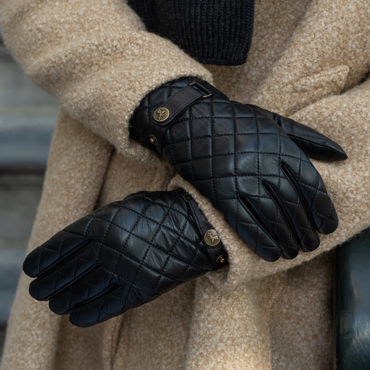 Smith (noir) - Gants en peau de mouton avec bouton-pression & fonction écran tactile - Schwartz & von Halen FR - Gants en Cuir - 7