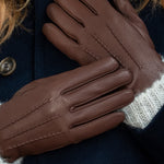 Emily (marron) - Gants en cuir de cerf (American deerskin) et doublure en laine - Schwartz & von Halen FR - Gants en Cuir - 8