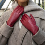 Ivy (rouge) - Gants tactiles en cuir de mouton et doublure en laine/cachemire - Schwartz & von Halen FR - Gants en Cuir - 8