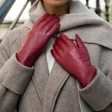Ivy (rouge) - Gants tactiles en cuir de mouton et doublure en laine/cachemire - Schwartz & von Halen FR - Gants en Cuir - 8