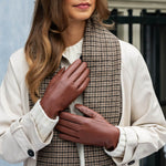 Ivy (cognac) - Gants tactiles en cuir de mouton et doublure en laine/cachemire - Schwartz & von Halen FR - Gants en Cuir - 8