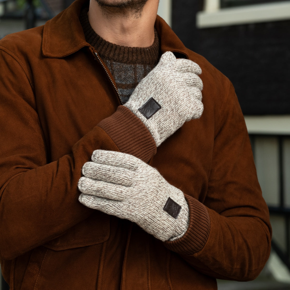 Hudson (gris clair) - Gants en tricot de laine Shetland et doublure en polaire  - Schwartz & von Halen FR - Gants en tricot - 12