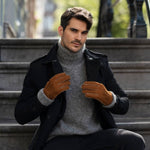 Clooney (cognac) - Gants en daim et doublure luxueuse en peau de mouton - Schwartz & von Halen FR - Gants en Cuir - 5