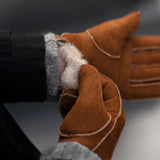 Clooney (cognac) - Gants en daim et doublure luxueuse en peau de mouton - Schwartz & von Halen FR - Gants en Cuir - 7