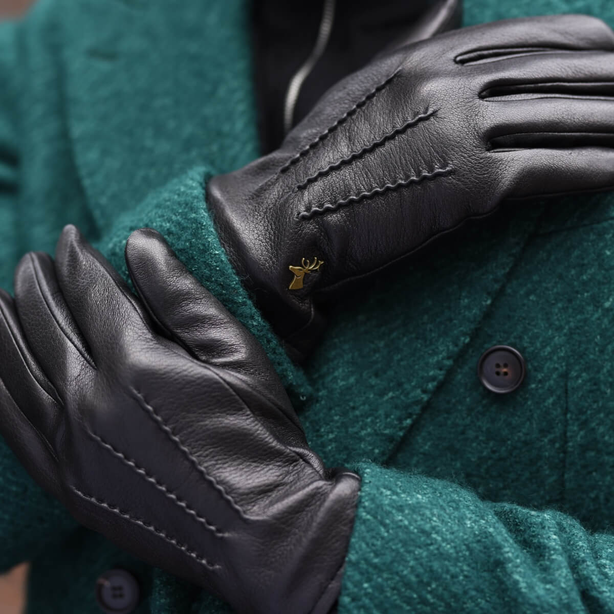 Harvey (noir) - Gants en peau de chèvre avec luxueuse doublure en laine & fonction écran tactile - Schwartz & von Halen FR - Gants en Cuir - 11