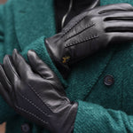 Harvey (noir) - Gants en peau de chèvre avec luxueuse doublure en laine & fonction écran tactile - Schwartz & von Halen FR - Gants en Cuir - 11
