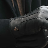 Hunter (noir) - Gants tactiles en cuir de chèvre et doublure en laine d'agneau - Schwartz & von Halen FR - Gants en Cuir - 12